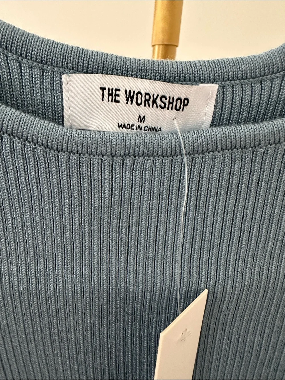 The Workshop Blue Ribbed Peplum Tank Top Sleeveless Stretch Knit - Picture 5 of 10